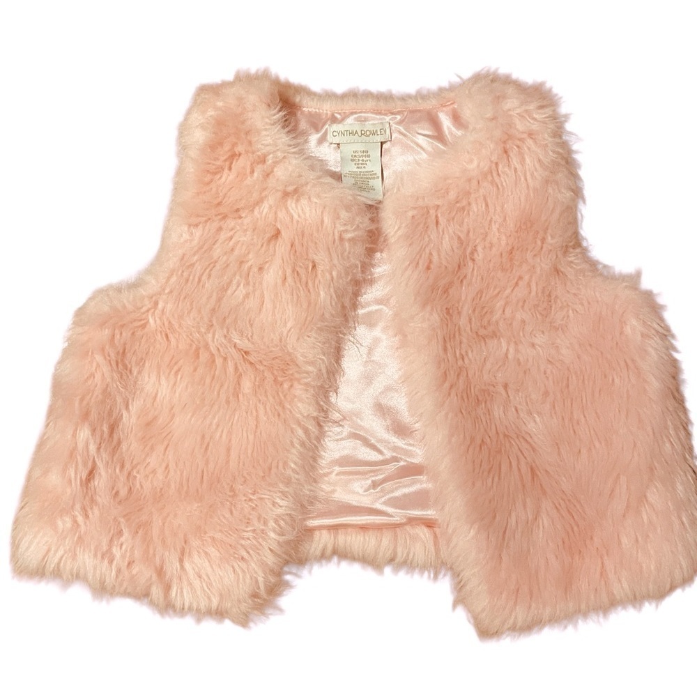𝅺cynthia Rowley Pink Faux Fur Vest Size Small/4